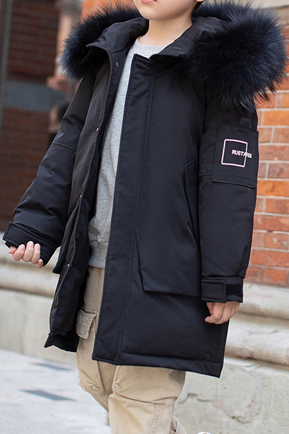 Kids Boys Elegant Solid Pattern Flap Pockets Superb Long Sleeve Wind Breaker Jacket