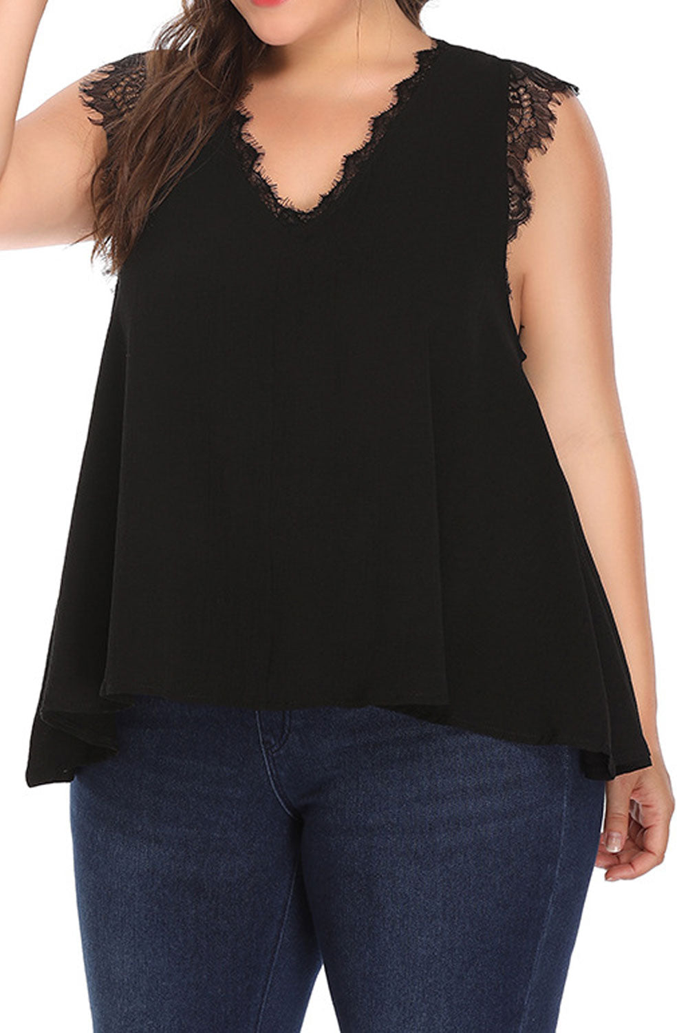 Women Plus Size Crochet Lace Loose Top