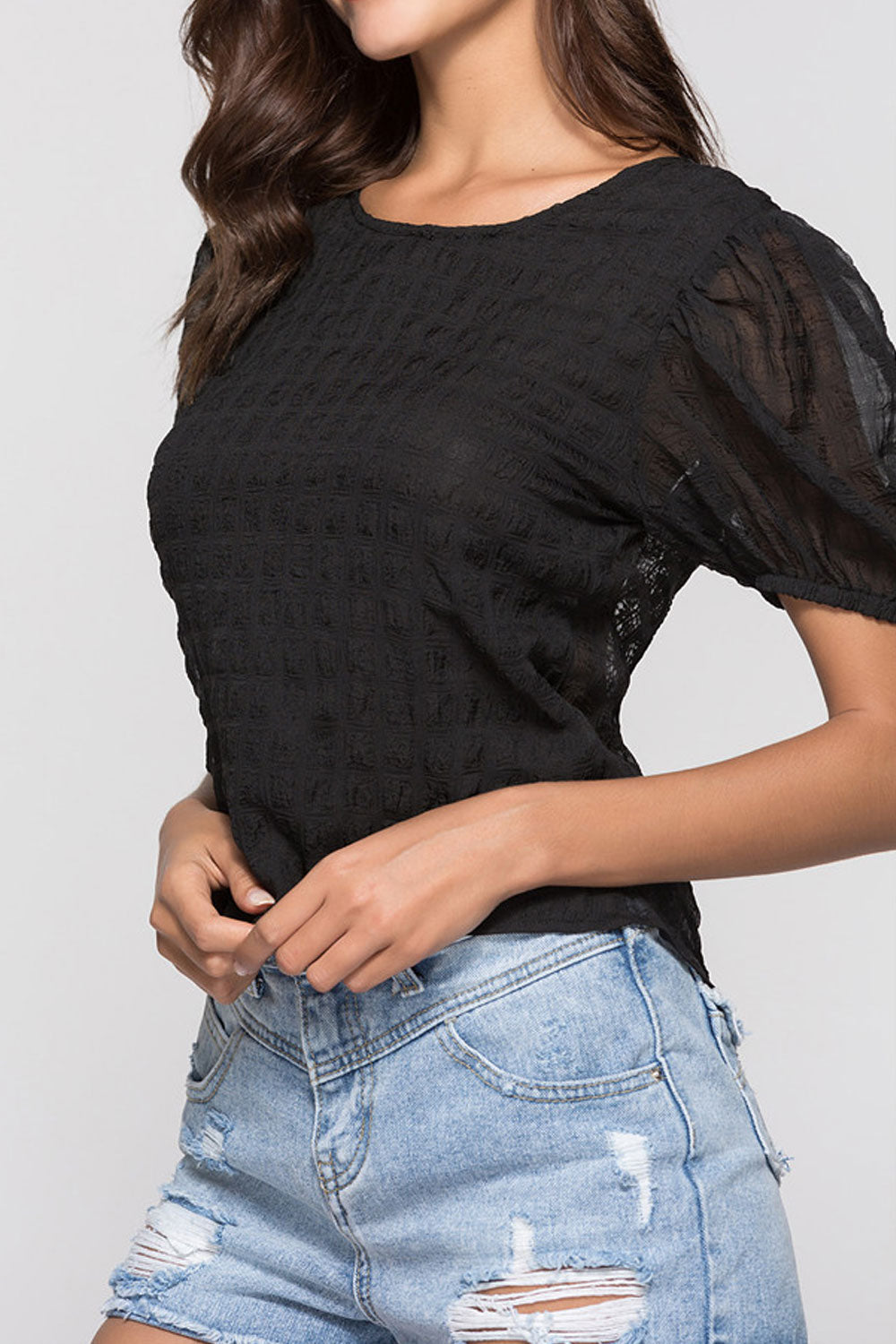 Women Puff Sleeve Short Fashion Top
