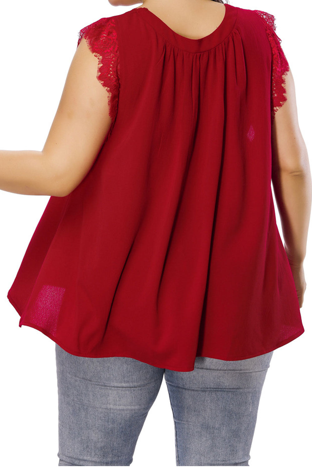 Women Plus Size Crochet Lace Loose Top