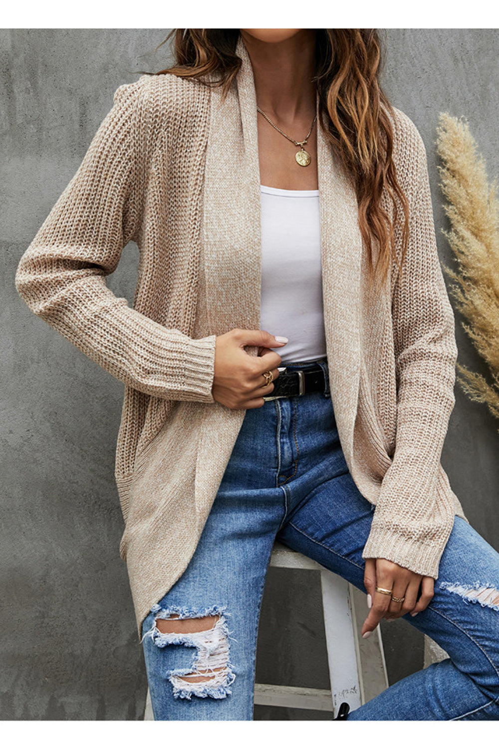 Women Relax Fit Front Open Delightful Solid Colored Long Sleeve Comfortable Wind Breaker Cardigan