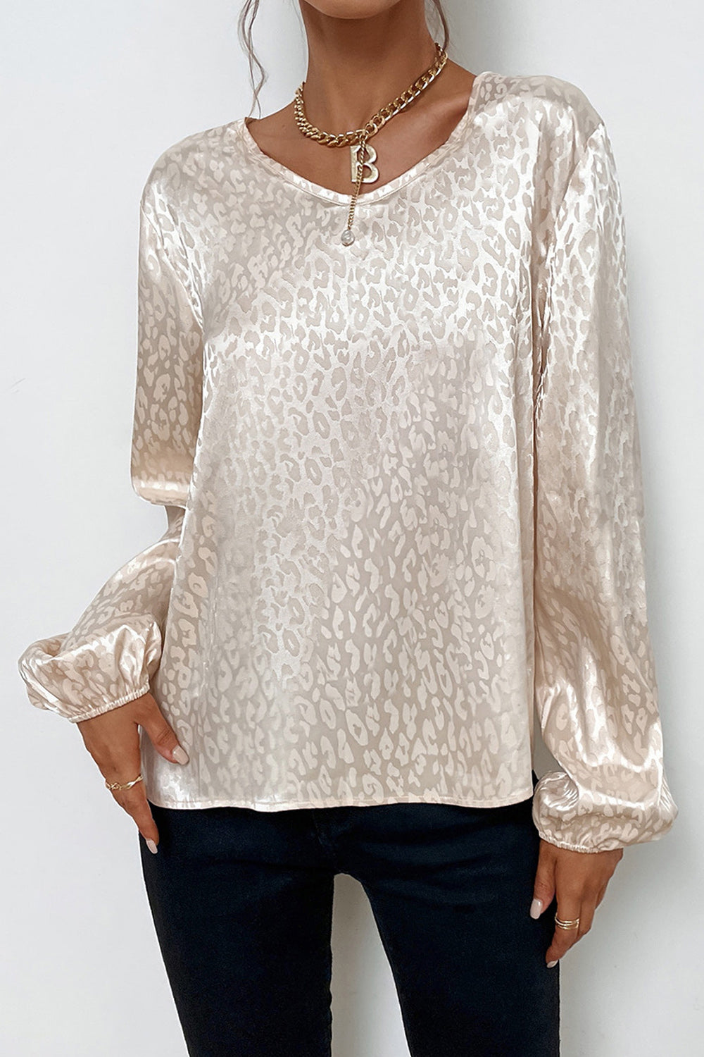 Women Magnificent Solid Pattern Loose Long Sleeve V-Neck Relax Fit Pullover Casual Shirt