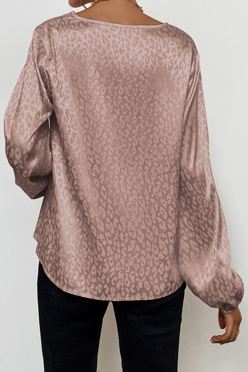 Women Magnificent Solid Pattern Loose Long Sleeve V-Neck Relax Fit Pullover Casual Shirt