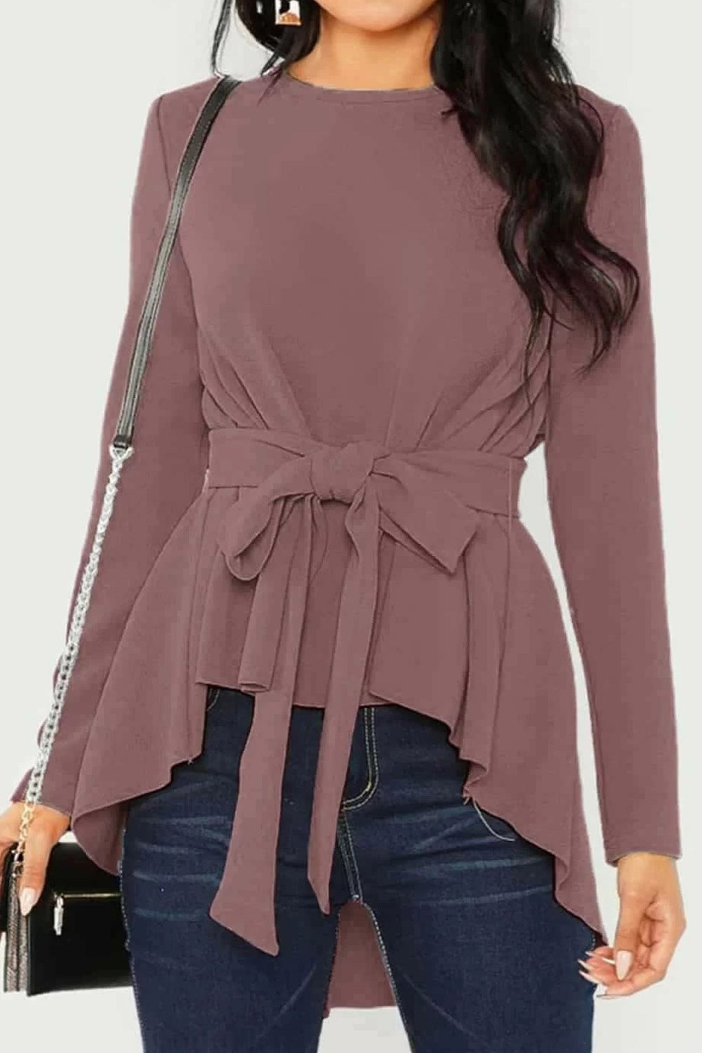 Women Restful Long Sleeve Easy Round Neck Tremendous Solid Colored Winter Casual Pullover Shirt