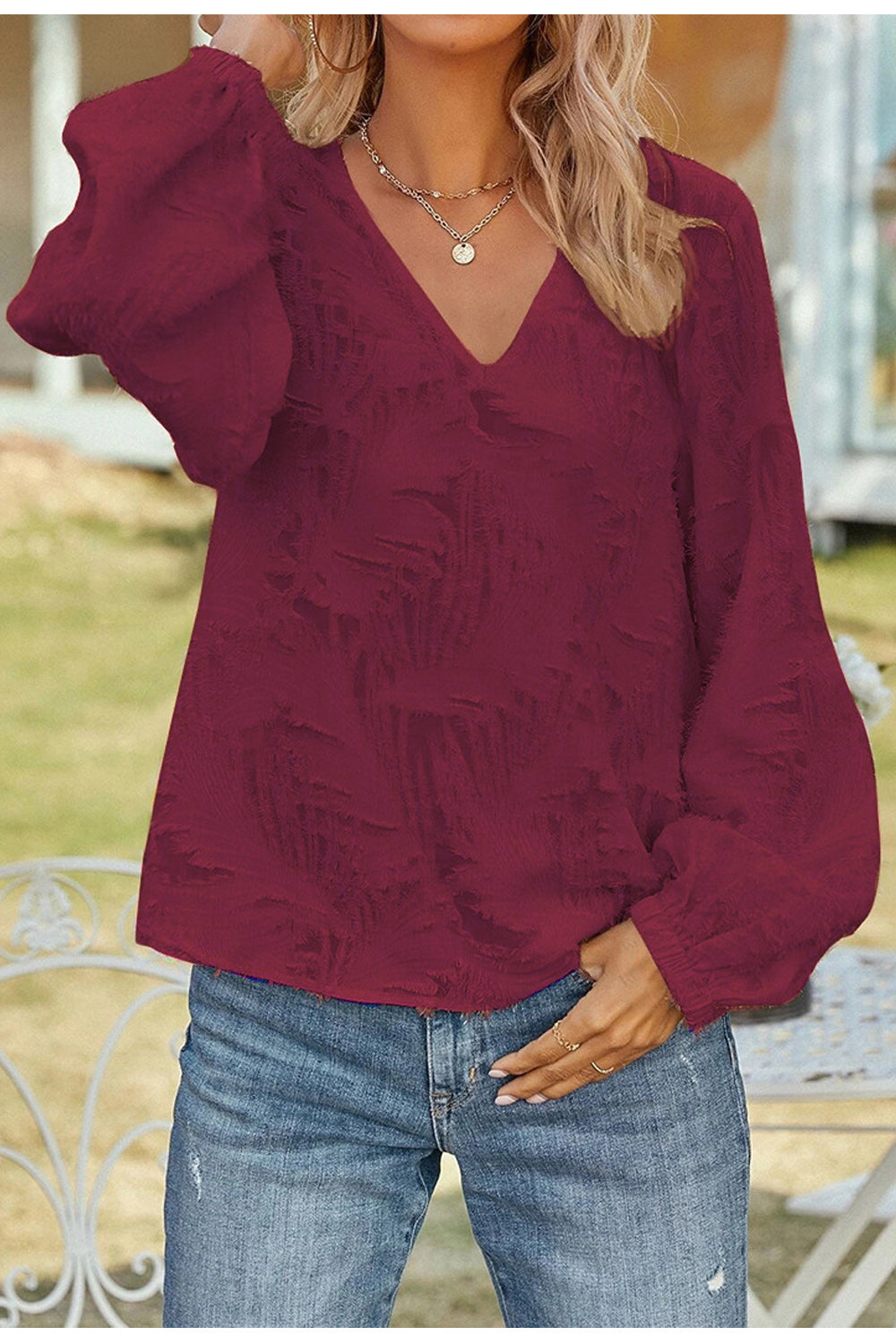 Women Fabulous Solid Colored Thick Long Sleeve V-Neck Amazing Casual Shirt