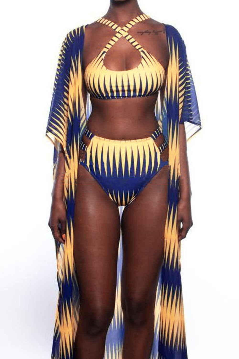Women Two Piece High Waist Printed Pattern Lovely Swimsuit