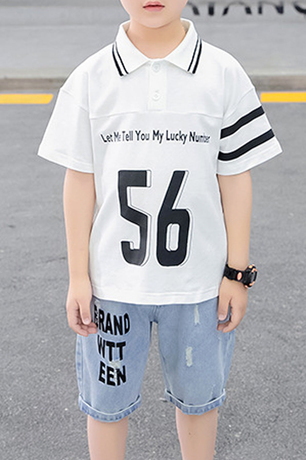 Kids Boys Stylish Letter Printed Two Piece Splendid Outfit Set