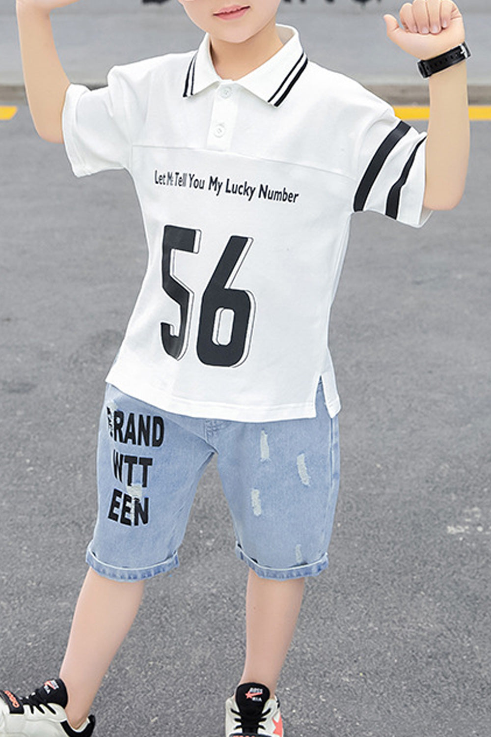 Kids Boys Stylish Letter Printed Two Piece Splendid Outfit Set