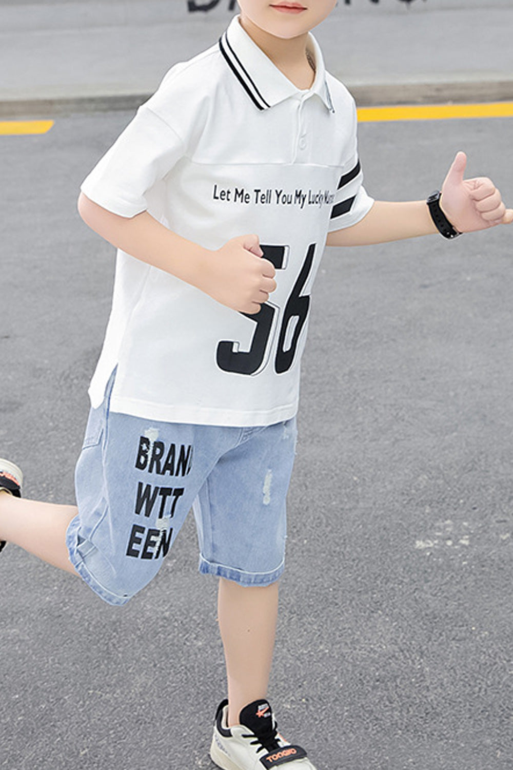 Kids Boys Stylish Letter Printed Two Piece Splendid Outfit Set