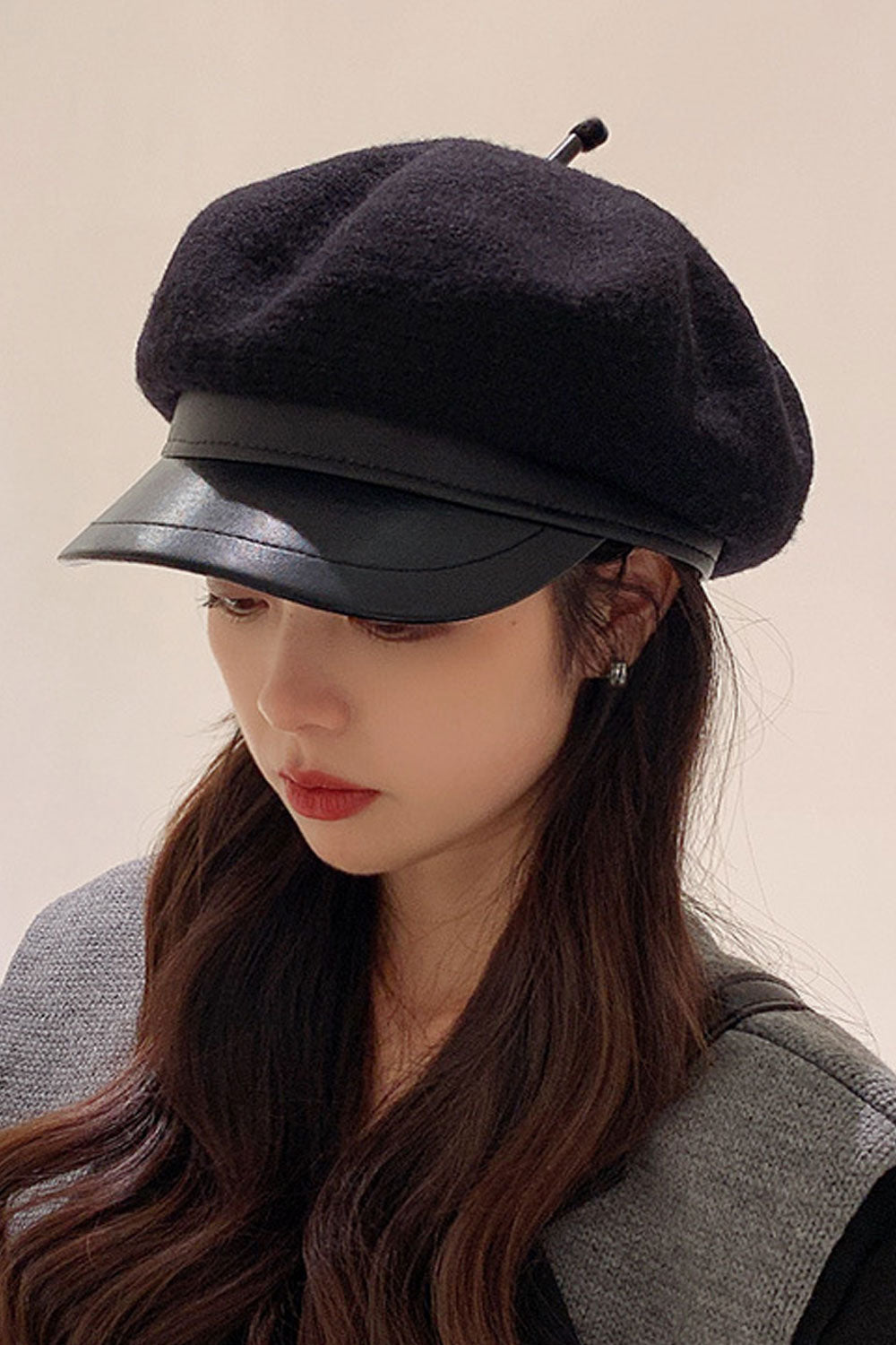 Women Casual Winter Warm Solid Colored Ear Muffs Beret Hat