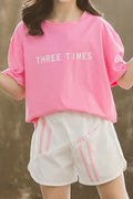 Kids Girls Soft Solid Colored Short Sleeve Lightweight Trendy Outfit Set