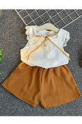Kids Girls Sweet Solid Colored Modern Sleeveless Cool Outfit Set