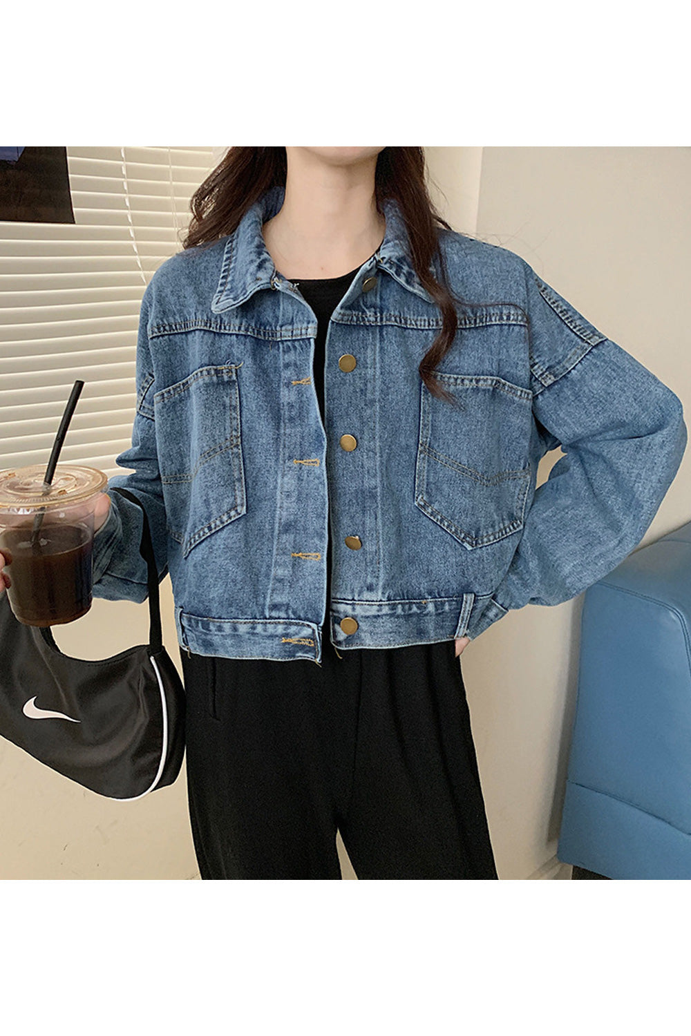 Women Alluring Loose Long Sleeve Fabulous Winter Wind Proof Denim Jacket