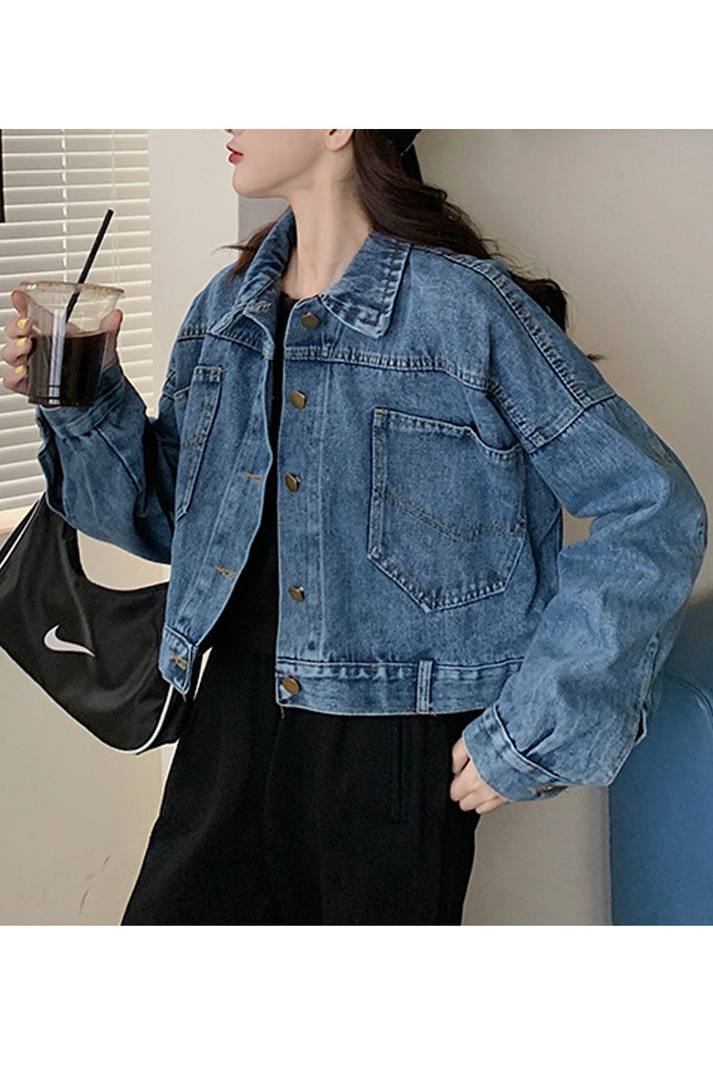Women Alluring Loose Long Sleeve Fabulous Winter Wind Proof Denim Jacket
