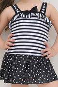 Baby Girls Striped Bow Decoration One Piece Bathing Swimwear