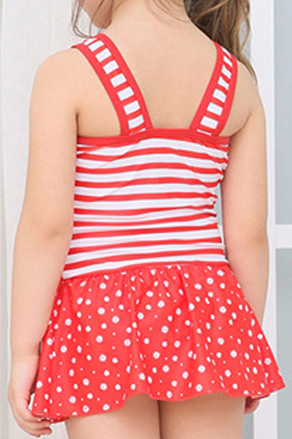 Baby Girls Striped Bow Decoration One Piece Bathing Swimwear