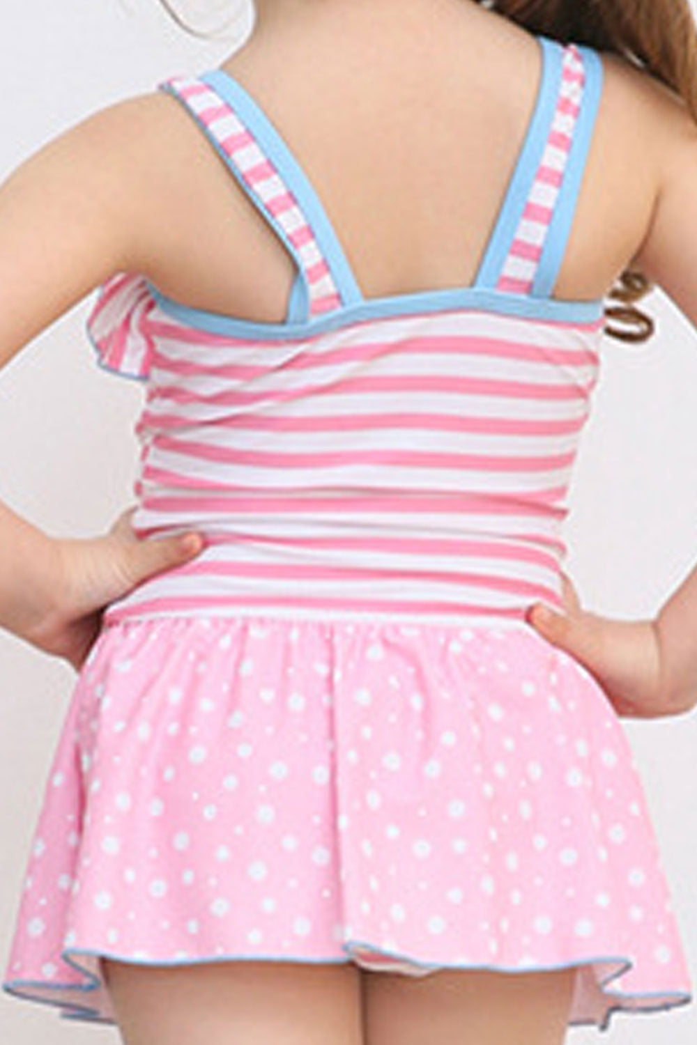 Baby Girls Striped Bow Decoration One Piece Bathing Swimwear