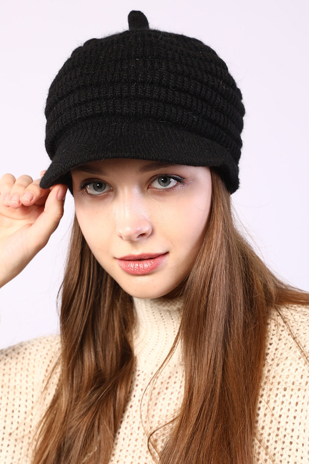 Women Pretty Solid Colored Thick Breathable Knitted Hat