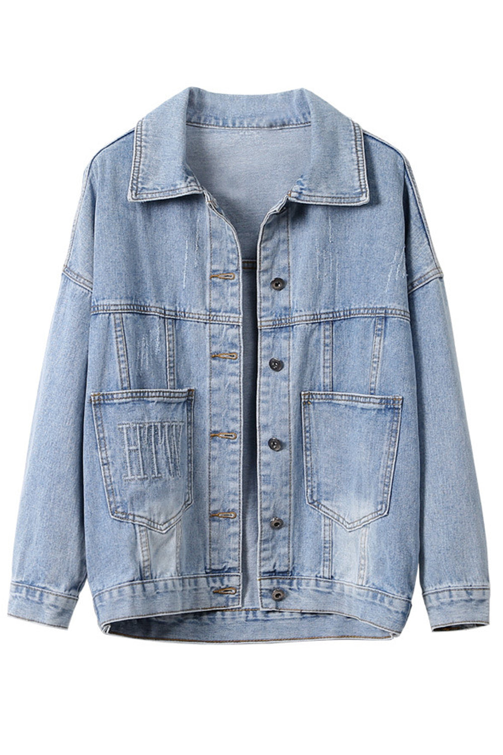 Women Long Sleeve Fabulous Loose Modern Button Closure Awesome Relaxing Denim Jacket
