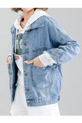 Women Long Sleeve Fabulous Loose Modern Button Closure Awesome Relaxing Denim Jacket