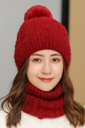Women Comfortable Solid Colored Thick Hair Ball Lovely Knitted Hat