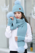 Women Soft Hair Ball Attached Trendy Solid Colored Lovely Knitted Hat