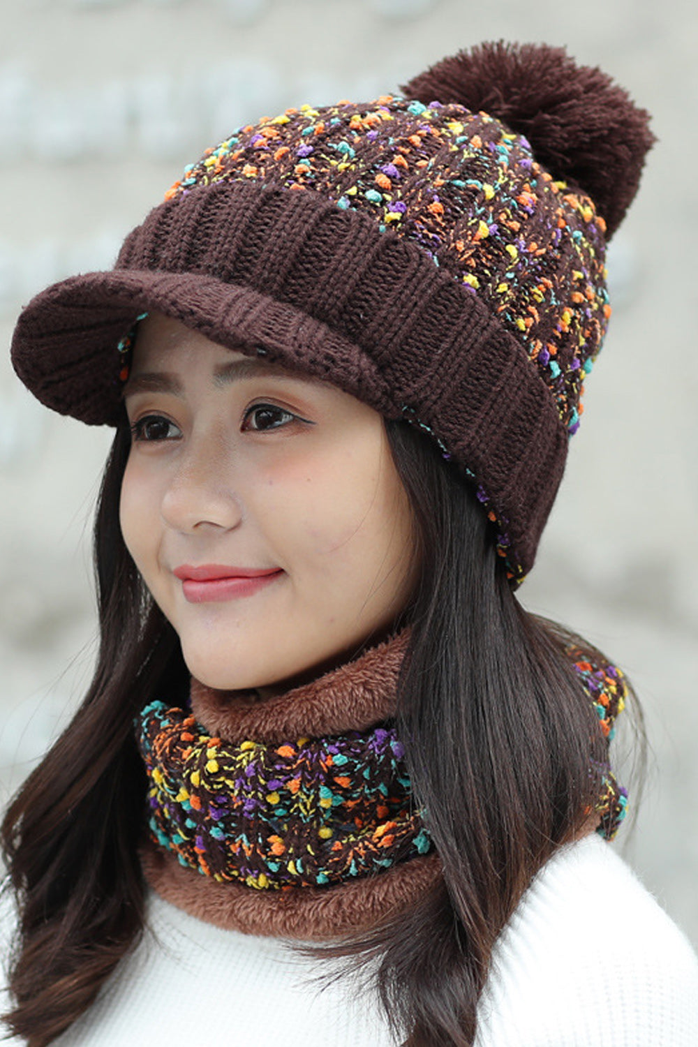 Women Cute Solid Colored Cozy Winter Knitted Hat