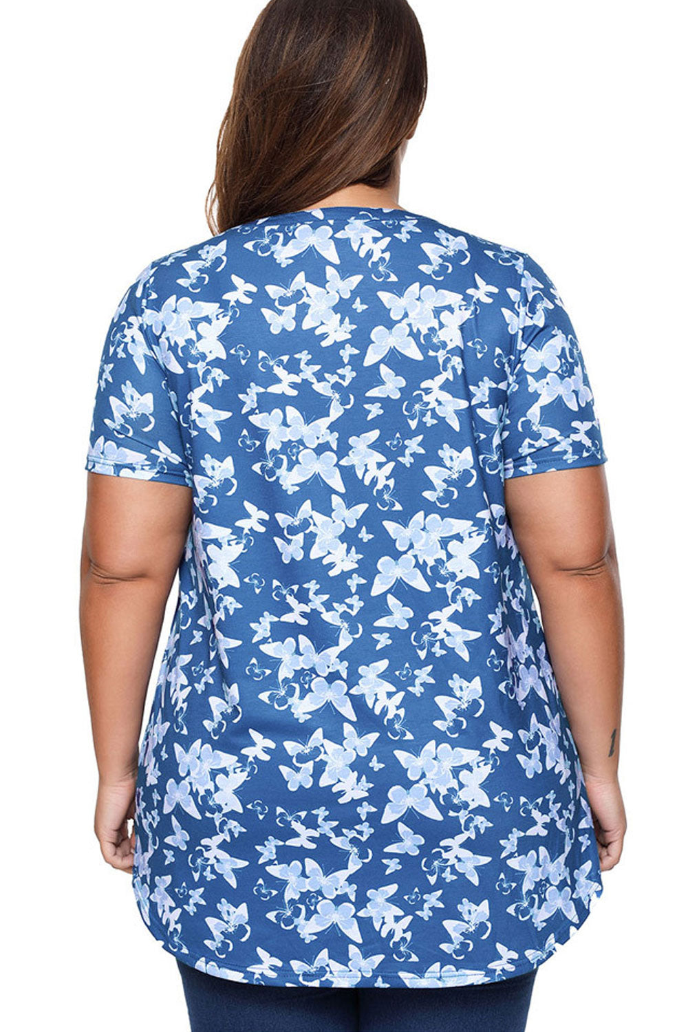Women Short Sleeve Button Down Floral Top