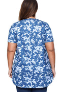 Women Short Sleeve Button Down Floral Top