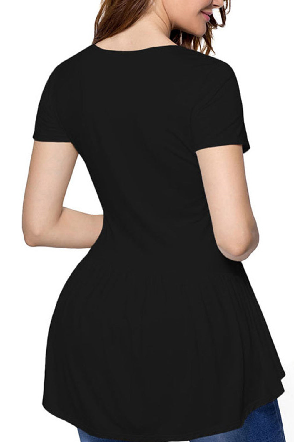 Women Pleated Bust Loose Waist Top