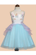 Kids Baby Girls Beautiful Sheer Neck Birthday Dress