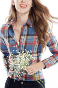 Women Cuff Sleeve Collar Neck Casual Shirt