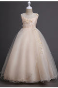 Kids Flower Bust Long Length Girls Dress