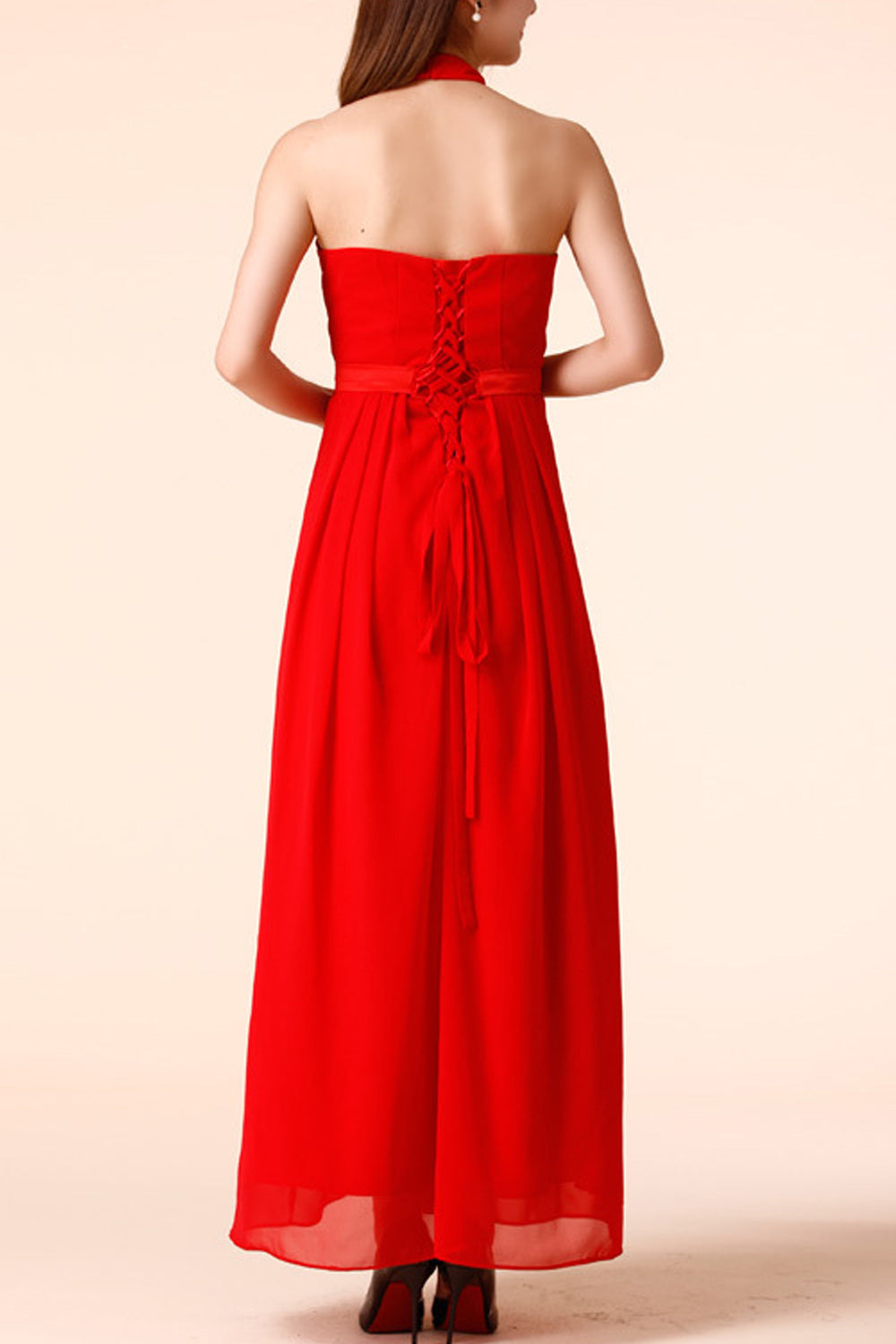 Women Halter Neck Sleeveless Long Maxi Formal Dress