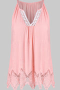 Women Lace Decorated V-Neck Pleated Top