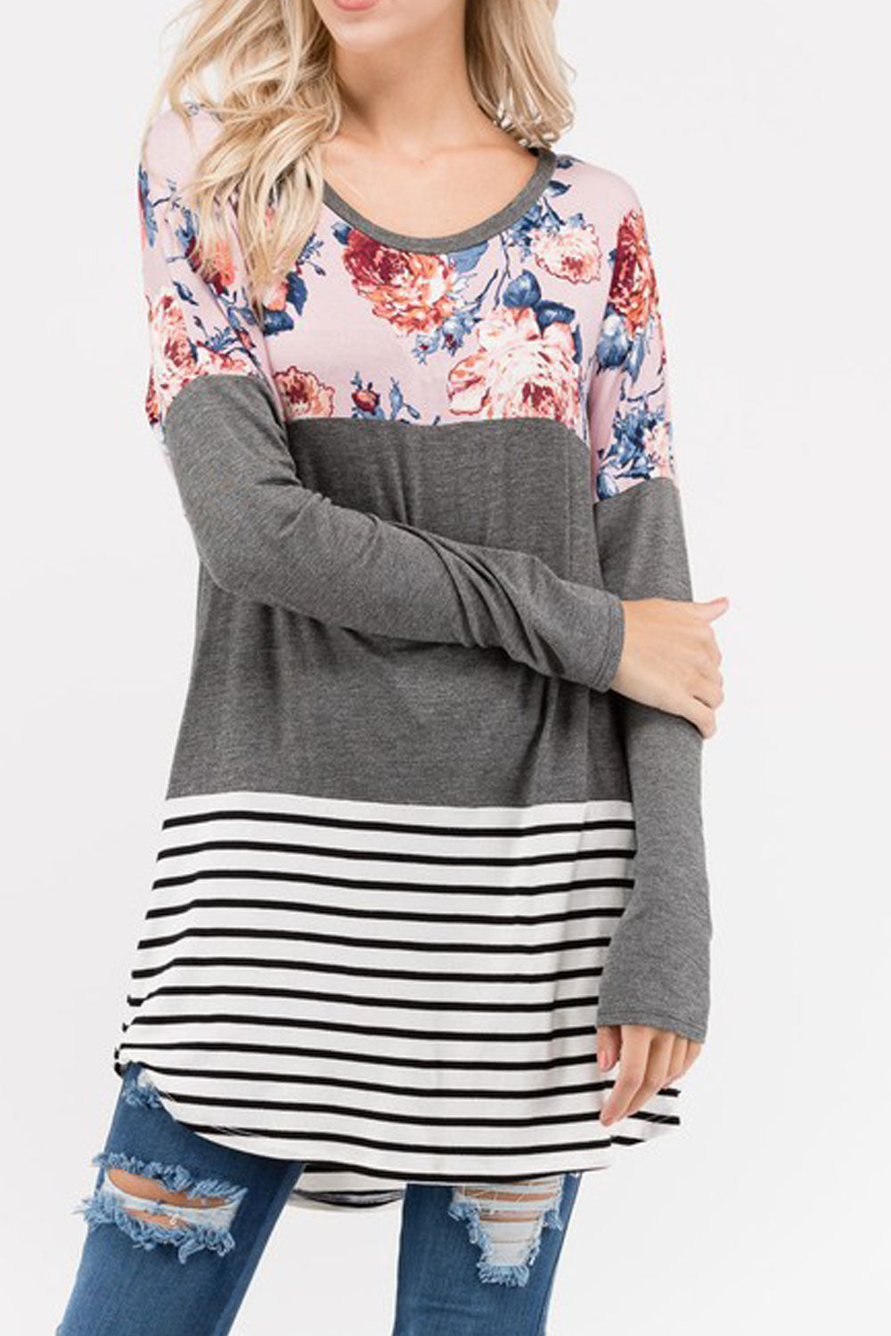 Women Printed Long Sleeve Loose Top