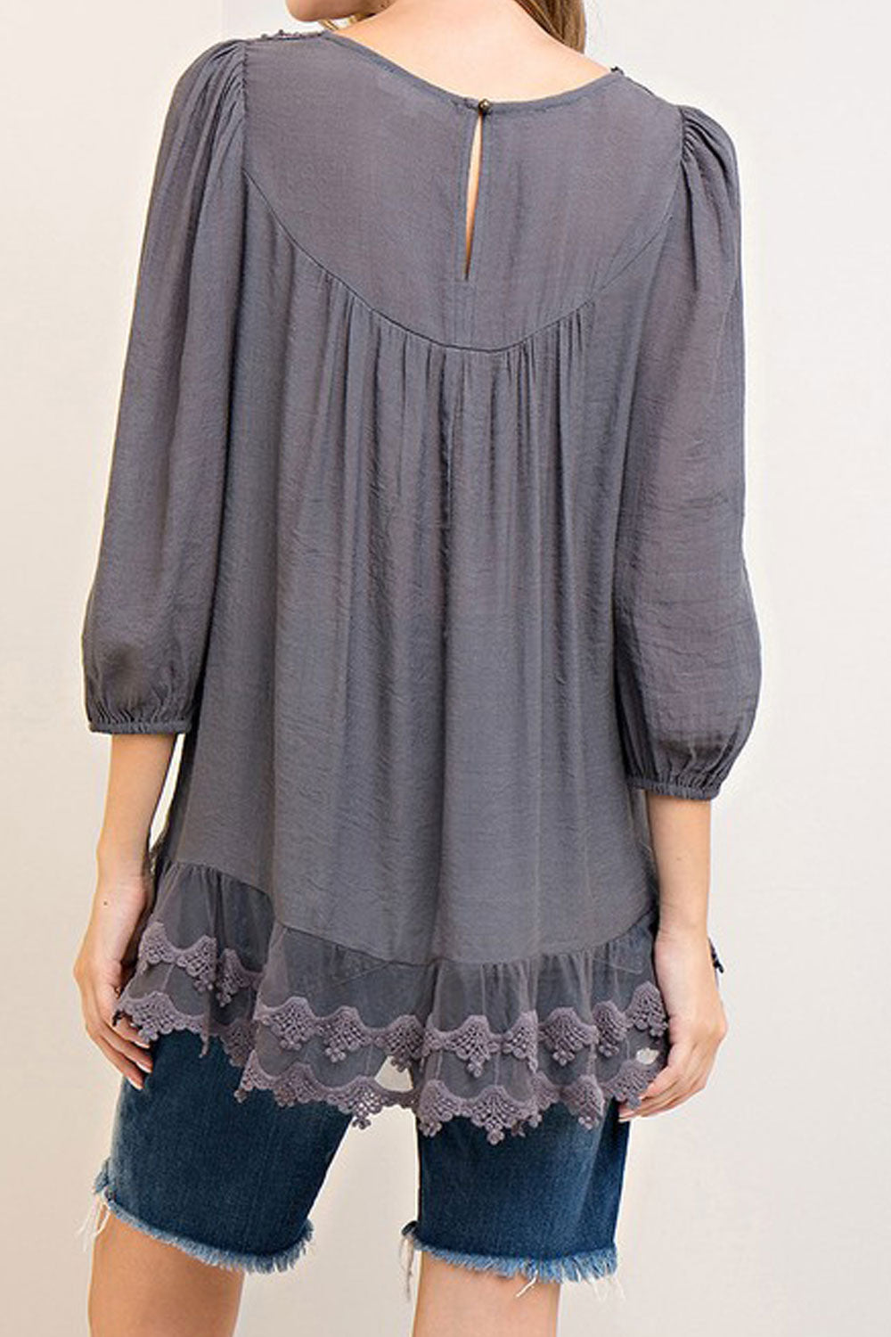 Women Lace Decorated Long Sleeve Top