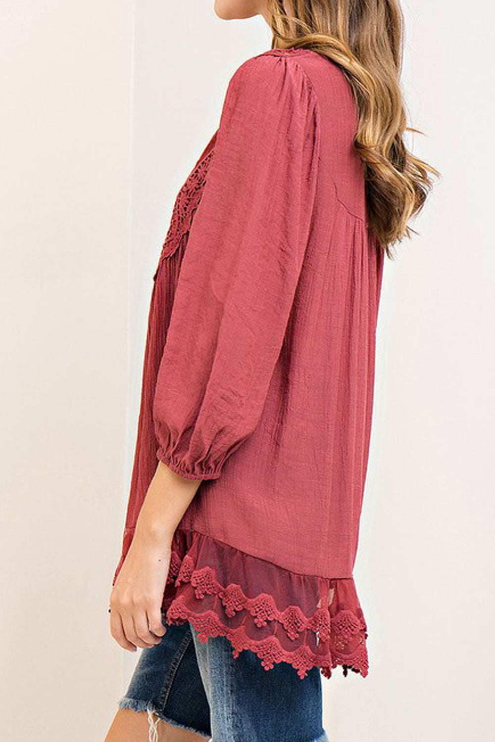 Women Lace Decorated Long Sleeve Top