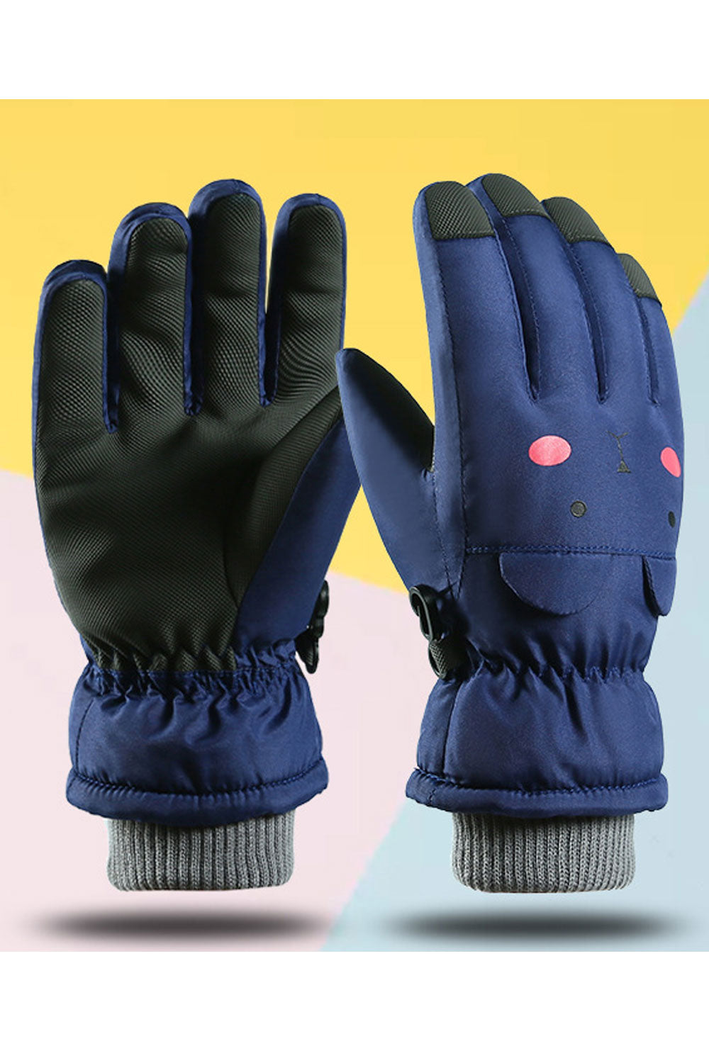 Kids Girls Lovely Printed Pattern Elasticated Wrist Warm Winter Pretty Ski Gloves