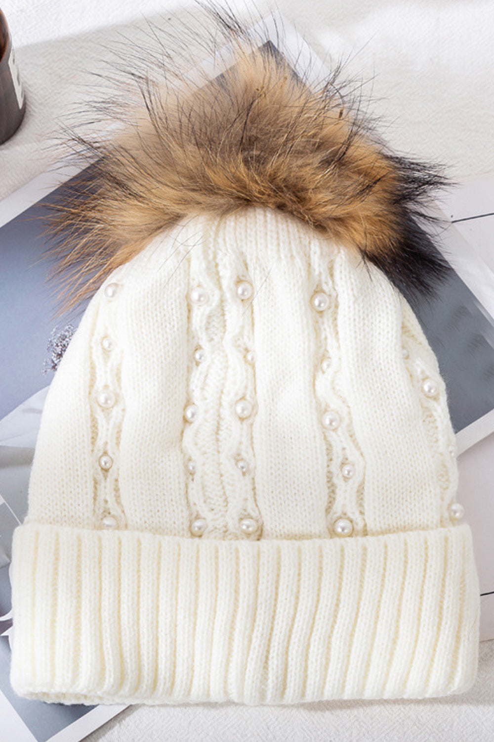 Women Soft Hair Ball Decorated Comfortable Warm Knitted Hat