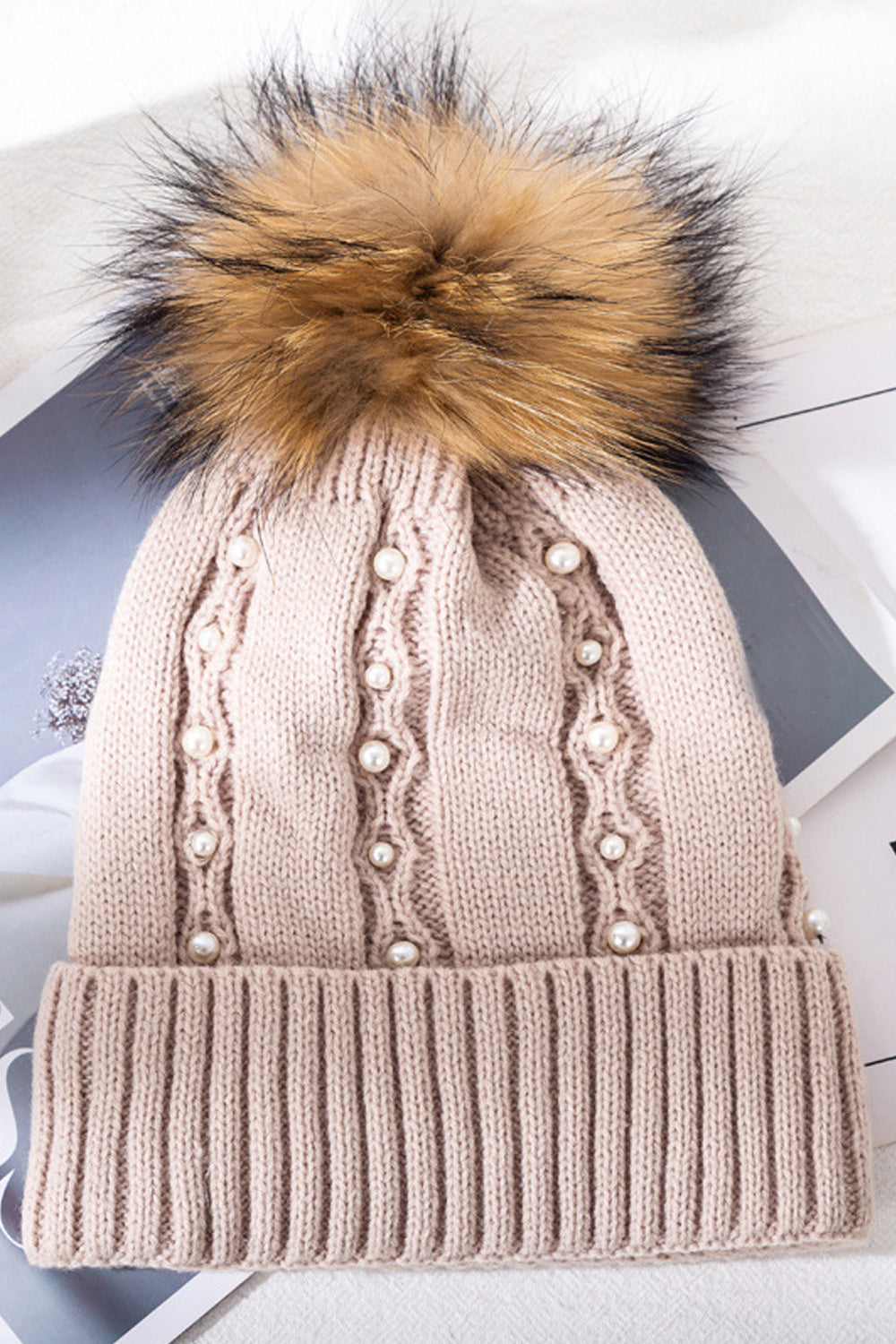 Women Soft Hair Ball Decorated Comfortable Warm Knitted Hat
