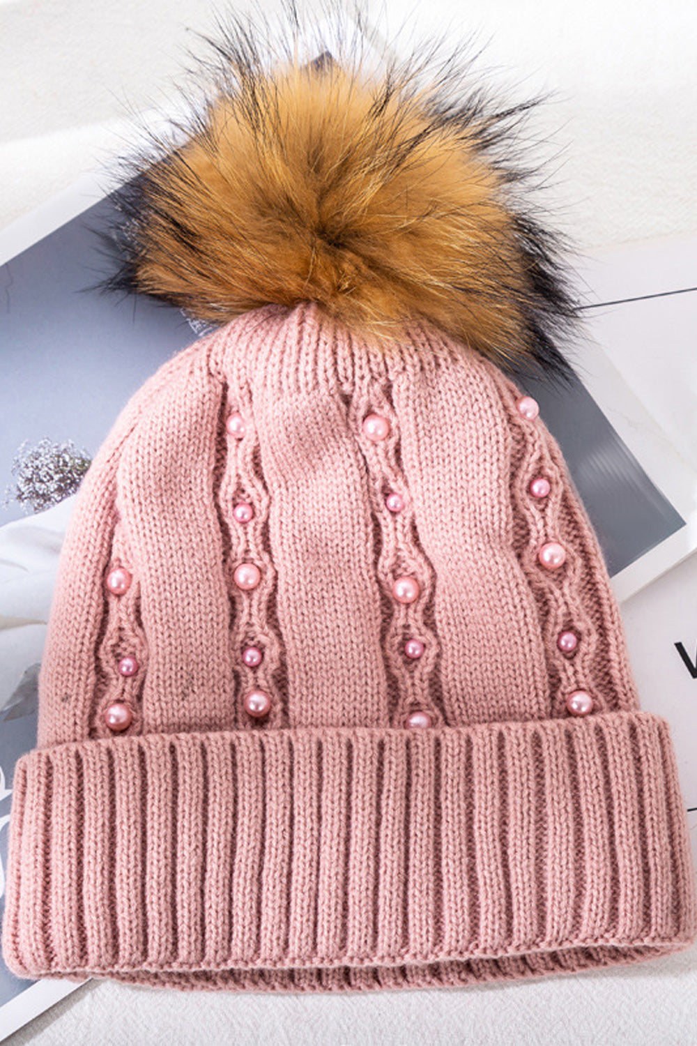 Women Soft Hair Ball Decorated Comfortable Warm Knitted Hat