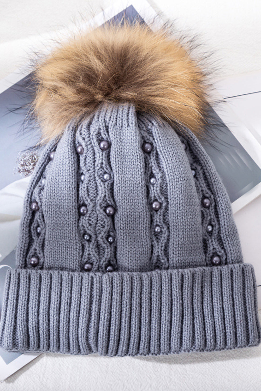 Women Soft Hair Ball Decorated Comfortable Warm Knitted Hat