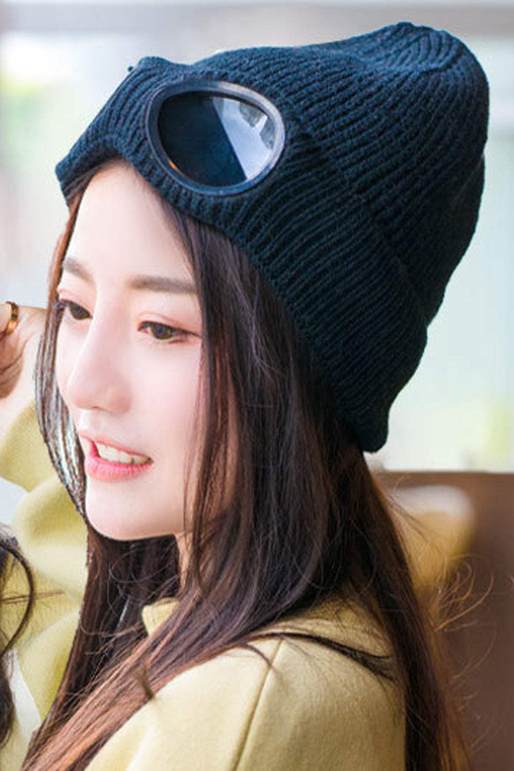 Women Fashion Ski Windshield Cold Proof Knitted Hat