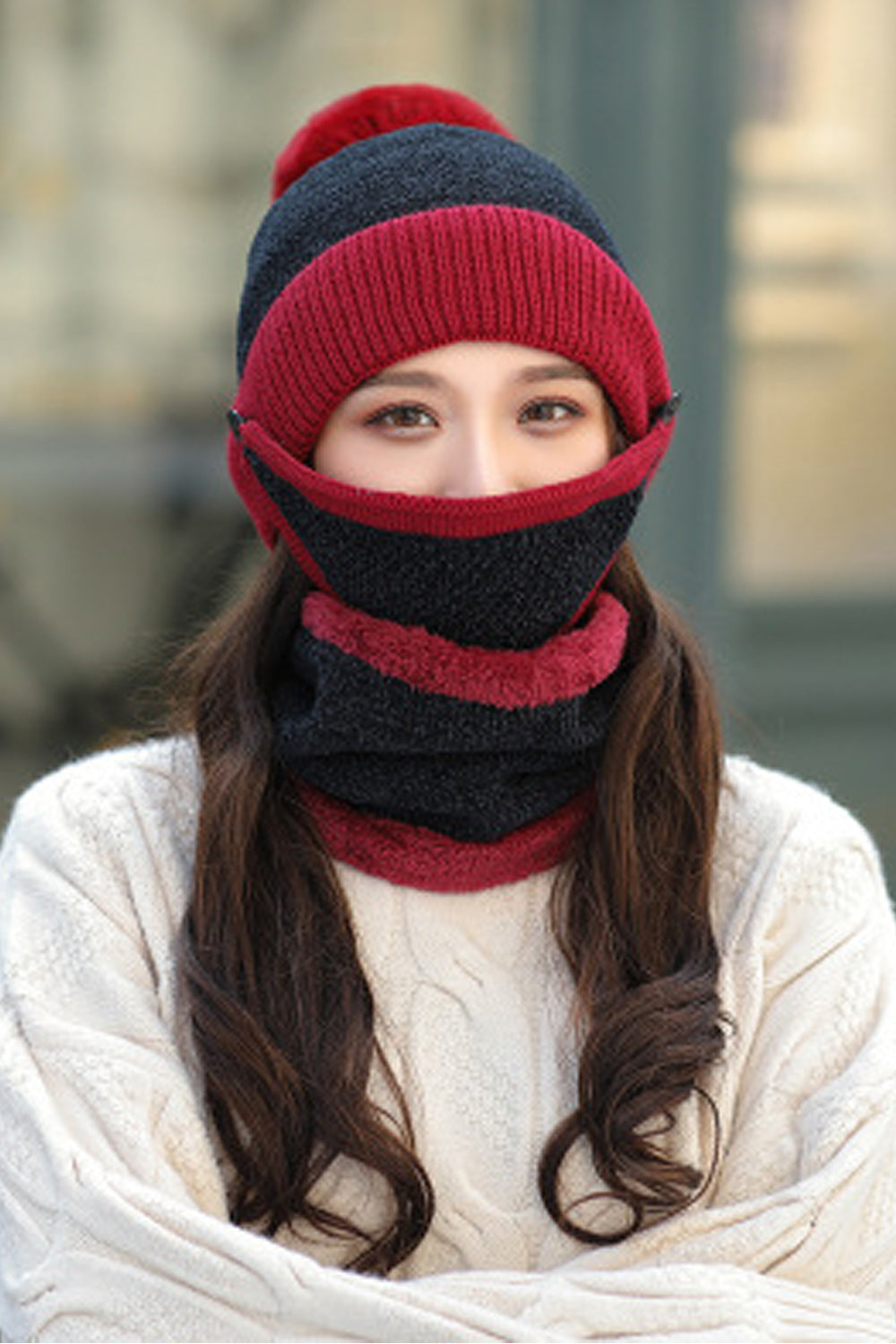 Women Coldproof Thick Earmuffs Winter Knitted Hat