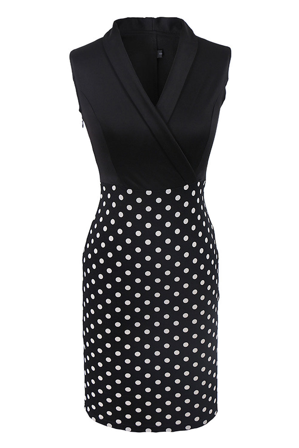 Women Wrap Neck Sleeveless Solid Bust Pencil Dress