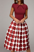 Women Solid Bust Dotted Skirt Casual Dress