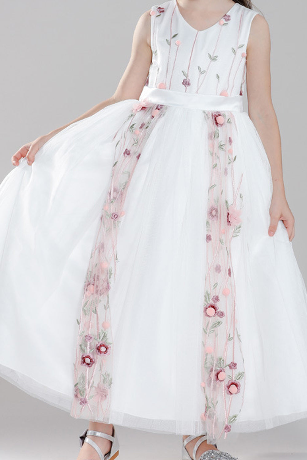 Kids Baby Girls Sleeveless Flowers Decorated Dress