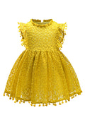 Kids Girls High Neck Cap Sleeve Lace Dress