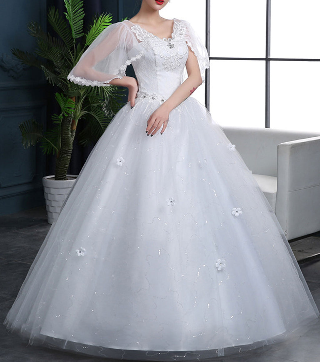 Women Loose Sleeve Ball Gown Wedding Dress